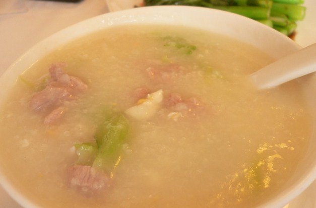 咸蛋芥菜肉片粥