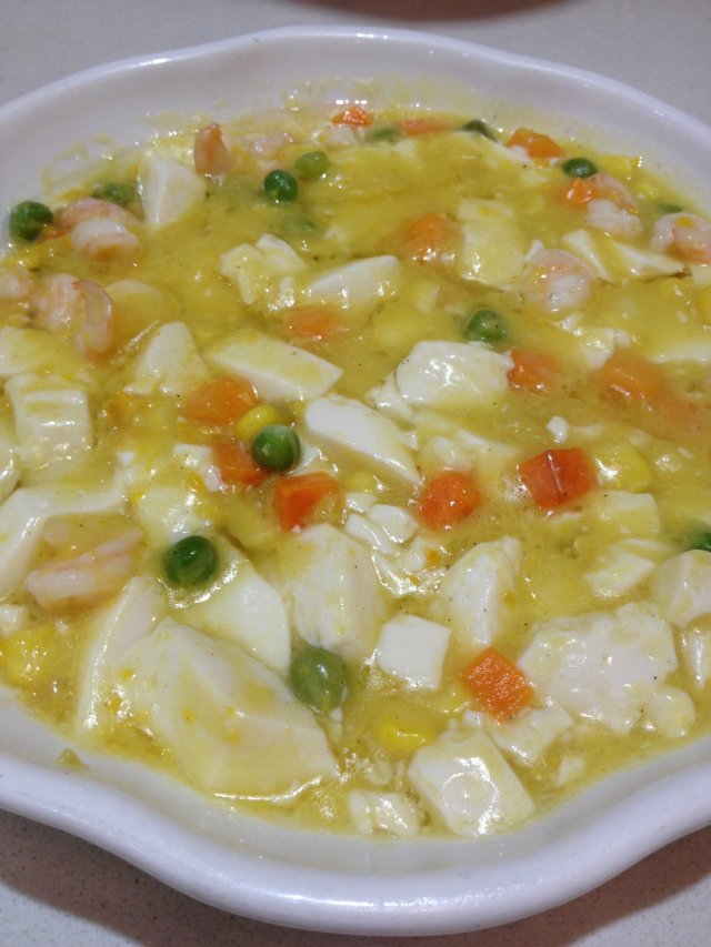 咸蛋黄虾仁豆腐