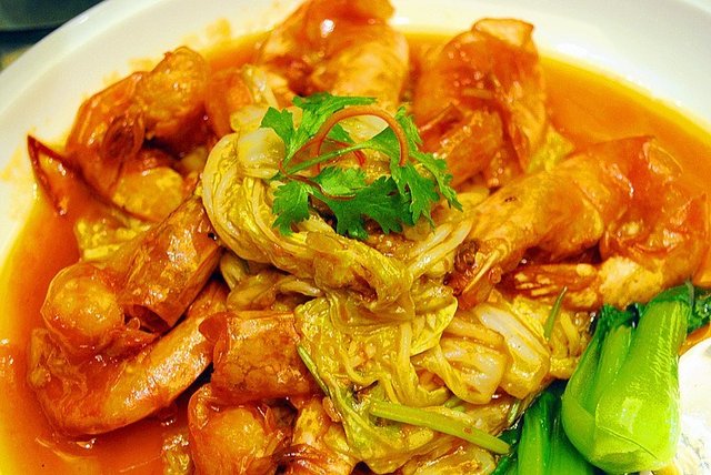 胶白菜炒虾