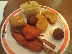 烤苹果、玉米棒、肉串