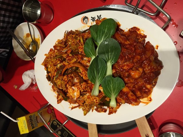章鱼鸡肉铁板烧