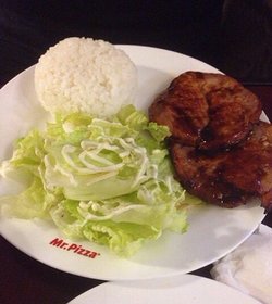 煎鸡肉饼配米饭
